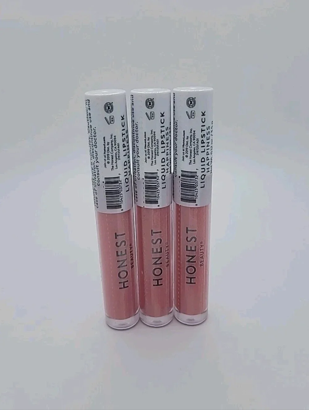 NEW 3x Honest Beauty Hydrating Liquid Lipstick Happiness 0.12 oz Each SEALED